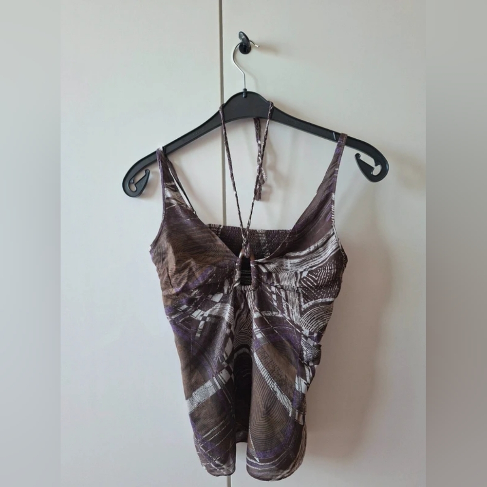 Women's Brown and Purple Halter Top